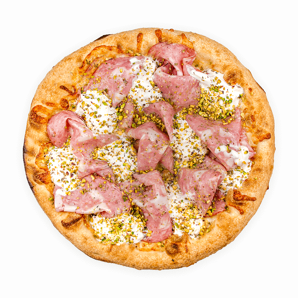 pizza mortadella e pistacchio